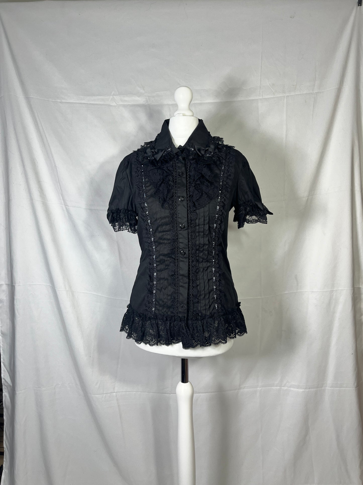 h.Naoto Frill Lace Shirt with Detachable Sleeves